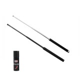 Cumpara ieftin Set doua bastoane telescopice pliabile si spray paralizant chili, DEPOX&reg;, 51 cm / 60 ml, maner antiderapant, argintiu/negru