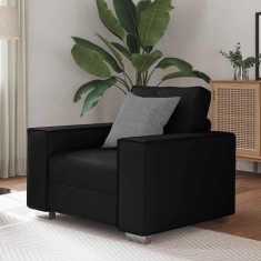 vidaXL Fotoliu Sofa 59 cm cu pernă Negru Piele artificială