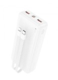 POWER BANK Borofone &quot;BJ57A&quot;, 20000mAh, 22.5W, 2 x USB; 1 x cablu USB Type-C, 1 x cablu Iphone Lightning, alb, &quot;6941991111877&quot; (timbru verde 0.98 lei)