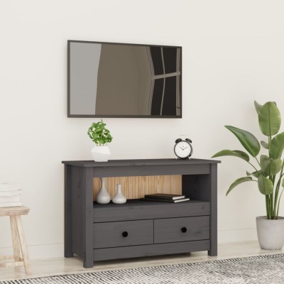 vidaXL Comodă TV, gri, 79x35x52 cm, lemn masiv de pin 821499 foto
