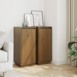 Servante, 2 buc., maro miere, 31,5x34x75 cm, lemn masiv de pin