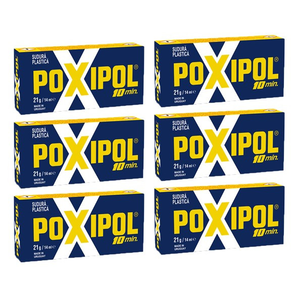 6x Poxipol 10 minute, Adeziv rezistent, Lipici pentru plastic, ciment, fier 14ml