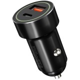 Incarcator Auto USB XO Design CC -32, 1 X USB - 1 X USB Tip-C, 20W, Quick Charge, Negru