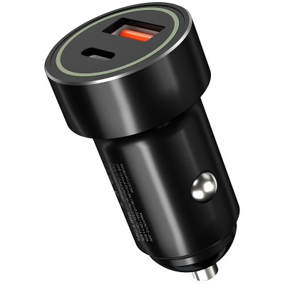 Incarcator Auto USB XO Design CC -32, 1 X USB - 1 X USB Tip-C, 20W, Quick Charge, Negru foto