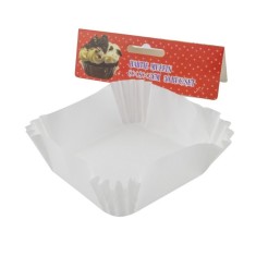 Set hartii pentru muffin, Patrate, Albe, 8x8x3 cm, 30 buc