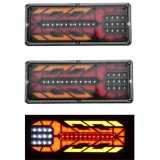 Set 2 Lampi Auto LED Spate, Universale, pentru Remorca, Camion, utilaje agricole, 12 - 24V, Semnalizare dinamica, Pozitie, STOP, 33x13cm, rosu galben