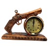 Ceas Decorativ de Masa Pistol Maro Rasina 26cm, Stil Vintage, Afisaj Analogic cu Cifre Romane
