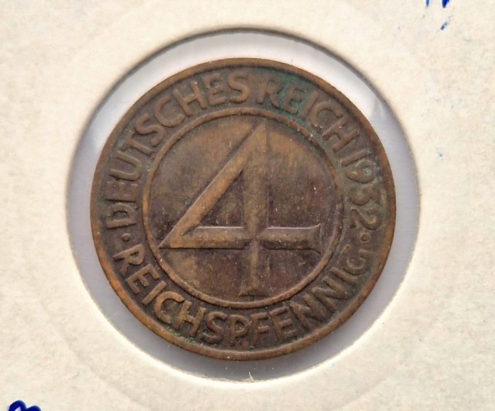 Germania 4 Reichspfennig 1932 A moneda bronz km # 75