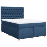 Cumpara ieftin Pat continental cu saltea, albastru, 160x200cm, material textil