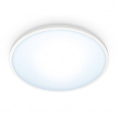 Plafoniera LED inteligenta Philips WiZ SuperSlim Wi-Fi Bluetooth 14W 1300 lm lumina alba reglabila 24.2 cm metal/plastic Alb foto