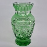 Vaza mica cristal verde, veche, vintage