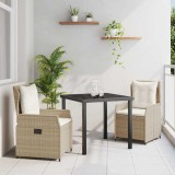 vidaXL Set de masă pentru grădină 3 pcs Bej poliratan