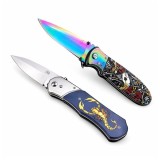 Set de doua cutite automate, DEPOX&reg;, 24 cm,husa inclusa, maner decorativ, bleumarin/multicolor