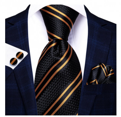 Set cravata + batista + butoni - matase - model 188 foto