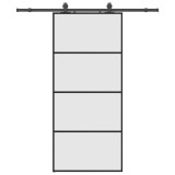 Cumpara ieftin Usa glisanta cu set de feronerie neagra 90x205 cm Sticla ESG