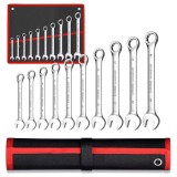 Cumpara ieftin Set chei combinate argintiu 8-24 mm, 10 piese din otel CrV, chei fixe si inelare cu husa