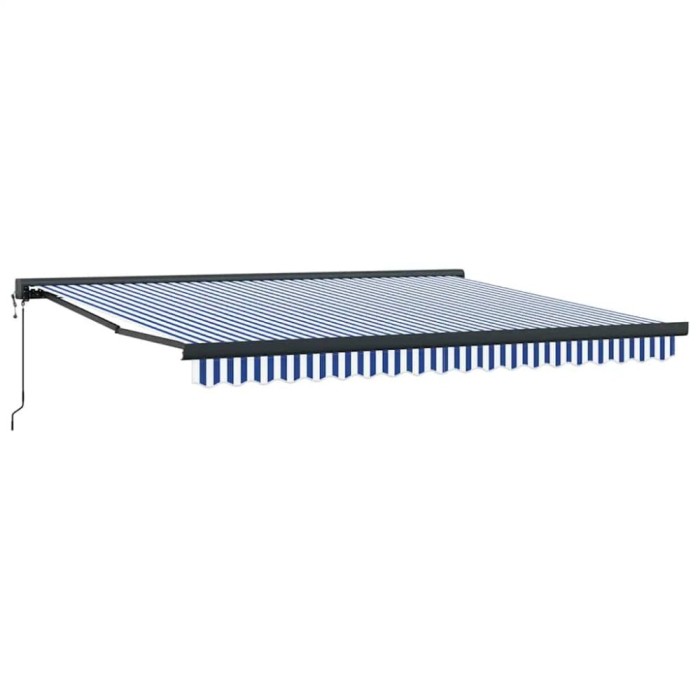 Copertina retractabila albastru/alb, 4x3 m, textil/aluminiu