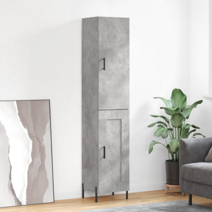 vidaXL Dulap &icirc;nalt, gri beton, 34,5x34x180 cm, lemn prelucrat
