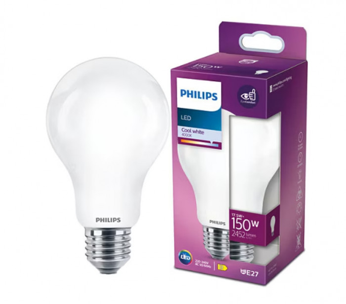 Bec LED Philips Classic A67, E27, 17.5W (150W), 2452 lm, lumina alba rece (4000K) - RESIGILAT