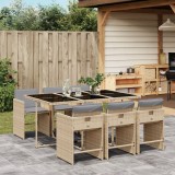 vidaXL Set mobilier pentru grădină, 7 piese, cu perne, bej, poliratan 3211092