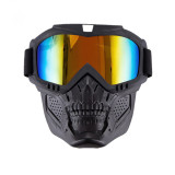 Masca protectie fata, plastic dur + ochelari ski, lentila multicolora, MCM01