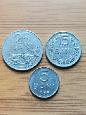 Moneda Romania 5,15,25 bani 1966 foto