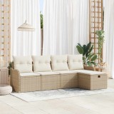 Cumpara ieftin Set de canapele pentru grădină cu pernă 5 pcs bej și crem
