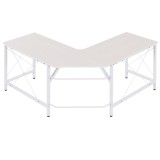 HOMCOM Birou de Colț &icirc;n Formă de L cu Picioare Reglabile, Birou PC din Lemn și Oțel, 150x150x76 cm, Alb | Aosom Romania