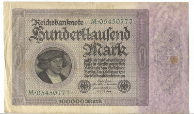 Bancnota 100000 mark 1923 - Germania foto