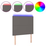 Cumpara ieftin Tablie de pat cu LED, gri, 90x5x118/128 cm, piele ecologica
