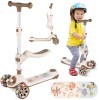 Trotineta pliabila cu 3 roti 3 in 1, bej, MalPlay 112330