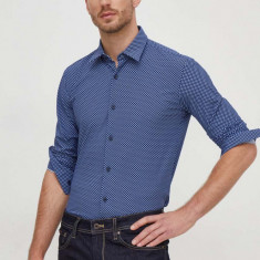 BOSS cămașă bărbați, culoarea bleumarin, cu guler clasic, slim 50508802