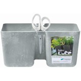 Cumpara ieftin Ghiveci decorativ de flori, dublu, gri, 2.5 L, 24.4x11x12 cm, Twins Cube