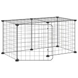 Cumpara ieftin Cusca animale de companie cu usa, 8 panouri, negru 70x35x35cm otel