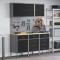 Set banc de lucru, 8 piese, negru, oțel