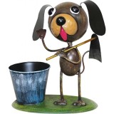 Decoratiune gradina, MagicHome, catelus cu sapa si galeata, metalica, 27x16x29 cm, Magic Home