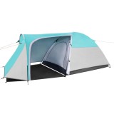 Cort plaja sau camping, impemeabil, cu terasa, 4 locuri, 175x310x130cm, gri albastru Household NewTrend, Oem