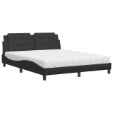 Cumpara ieftin Pat cu saltea, Zadar, negru, 160x200 cm, piele ecologica