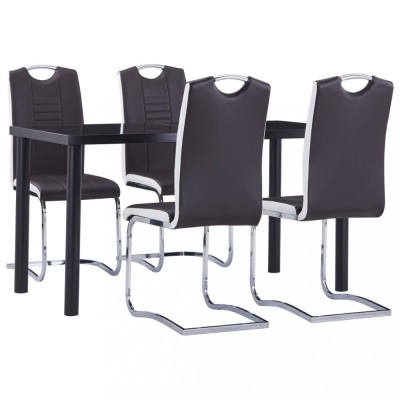 vidaXL Set mobilier de bucătărie, 5 piese, maro, piele ecologică foto