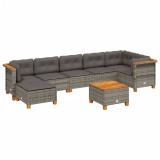 Cumpara ieftin Set canapele de gradina cu perne, 8 piese, gri, poliratan