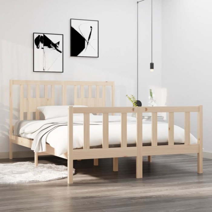 vidaXL Cadru de pat dublu 4FT6, 135x190 cm, lemn masiv