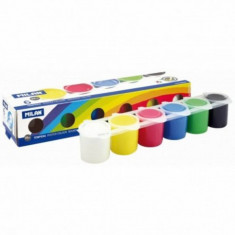 Acuarele Finger MILAN, 6 Culori cu Pigmenti Puternici, 25 ml/Culoare, Culori Pictura, Acuarele Scoala, Acuarele Pictura, Paleta de Acuarele, Set Culor