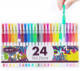 Pixuri gel Gtter Aen Art Set de pixuri cu gel de 24 de culori, markere colorate, Oem