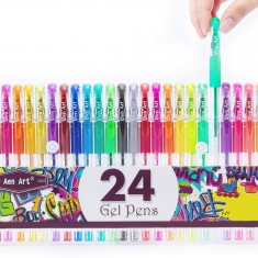 Pixuri gel Gtter Aen Art Set de pixuri cu gel de 24 de culori, markere colorate
