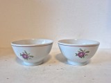 Set 2 boluri vintage din porțelan fin D.P.R.K. (Coreea de Nord), motiv trandafir