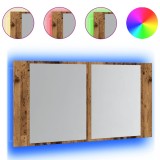 Cumpara ieftin Dulap cu oglinda &amp; LED, lemn vechi, 90x11x45 cm, lemn prelucrat