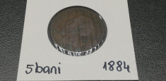 ROMANIA 5 Bani 1884 in cartonas foto