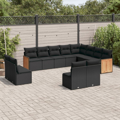 Gossi set canapele de gradina, 12 piese, cu perne, negru, poliratan foto