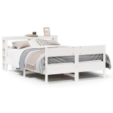 Cumpara ieftin Cadru de pat fara saltea, alb, 150x200 cm, lemn masiv pin