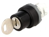 Comutator Rotativ cu Cheie 22mm Negru 2 Poziții